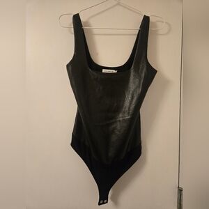 Good‎ American Black Faux Leather Bodysuit